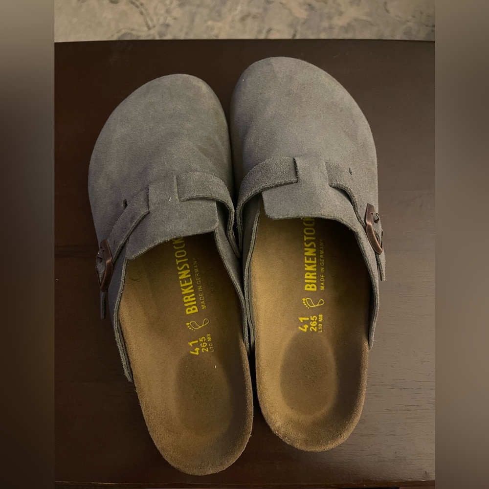 Birkenstock Grey Suede Clogs